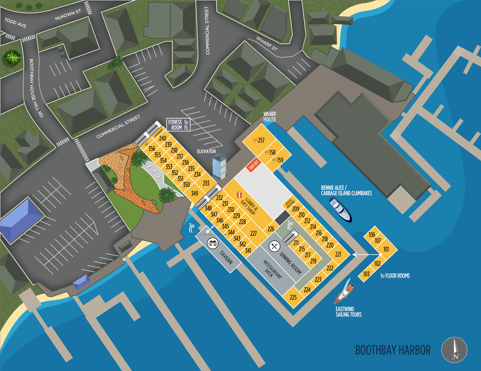 New Property Map | Fisherman’s Wharf Inn, Boothbay Harbor Maine