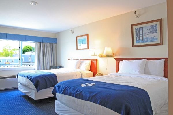Two Queen Suite Outer Harbor View | Fisherman’s Wharf Inn, Boothbay Harbor Maine
